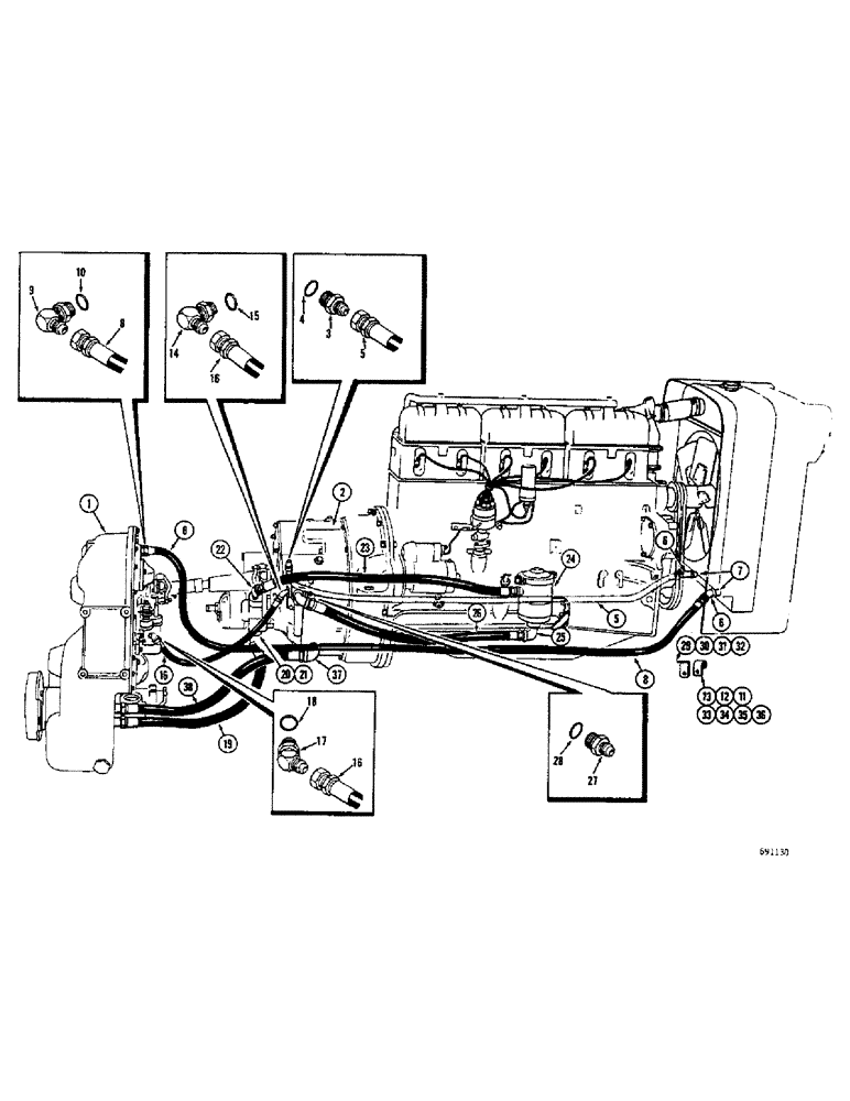 Схема запчастей Case W10B - (144) - CONVERTER AND TRANS. HYDRAULICS, TRANS. S/N 87961E AND AFTER, CONVERTER S/N 87207E AND AFTER (06) - POWER TRAIN