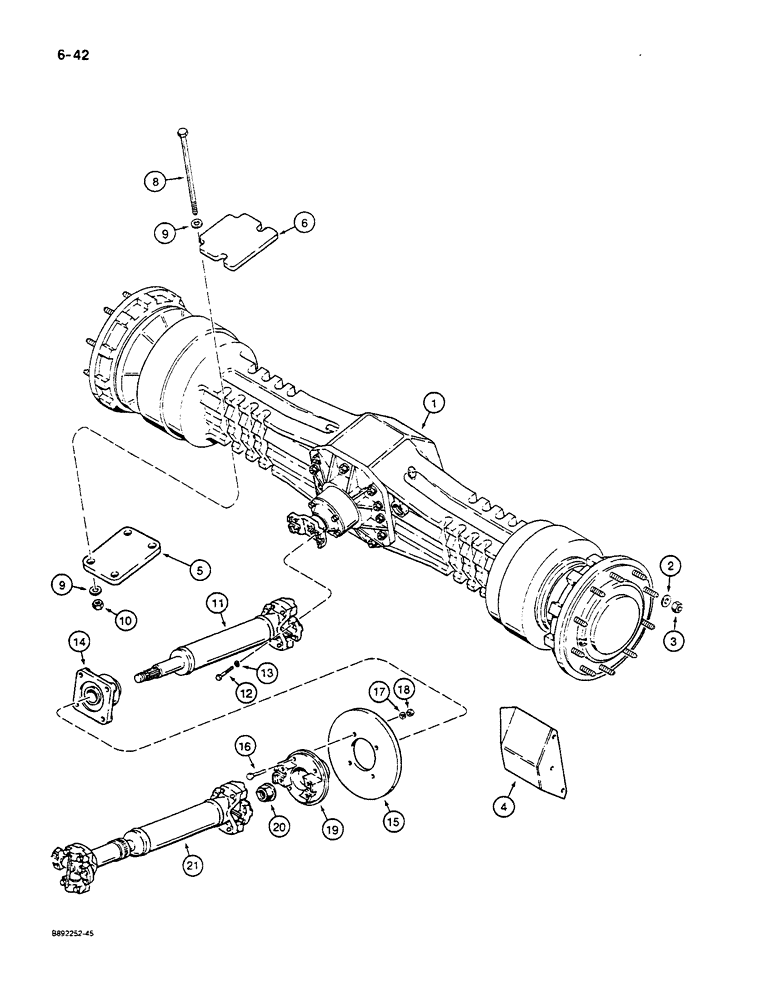 Схема запчастей Case W14C - (6-42) - FRONT AXLE MOUNTING AND DRIVE SHAFTS (06) - POWER TRAIN