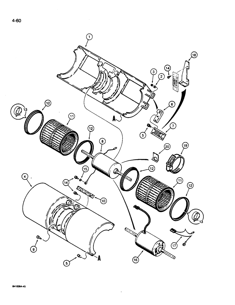 Схема запчастей Case W14B - (4-60) - CAB BLOWER (04) - ELECTRICAL SYSTEMS