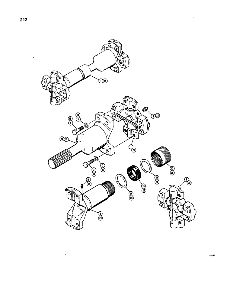 Схема запчастей Case W20 - (212) - L47132 FRONT AXLE DRIVE SHAFT, (TRANSMISSION END) (06) - POWER TRAIN