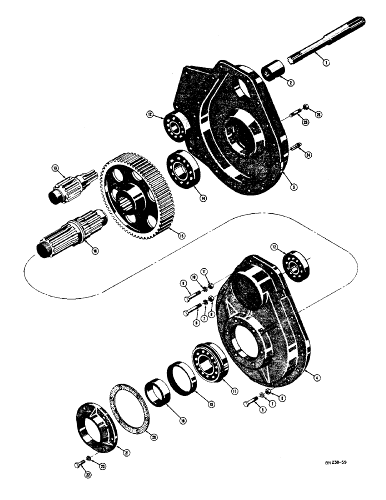 Схема запчастей Case 400 - (154) - FINAL DRIVE AND AXLE SHAFT (03) - TRANSMISSION