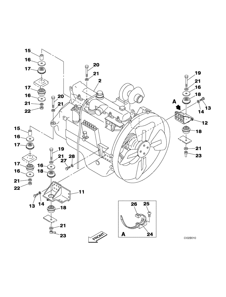 Схема запчастей Case CX460 - (02-01) - ENGINE MOUNTING (02) - ENGINE