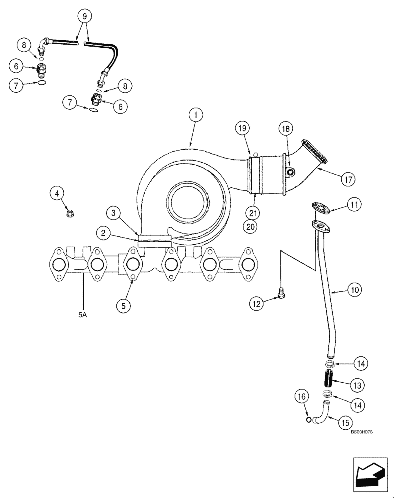 Схема запчастей Case CX210 - (02-10) - TURBOCHARGER SYSTEM (02) - ENGINE