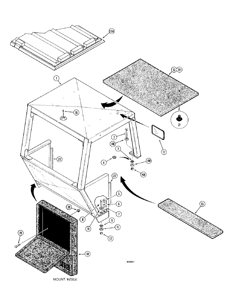 Схема запчастей Case W14 - (642) - ROPS CANOPY (09) - CHASSIS/ATTACHMENTS