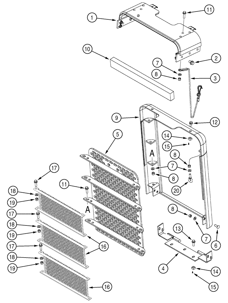 Схема запчастей Case 850H - (09-15) - GUARD, RADIATOR - GRILLE AND SCREEN (09) - CHASSIS