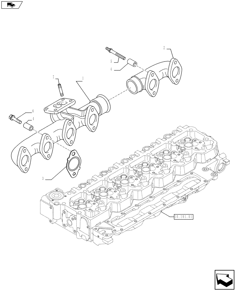 Схема запчастей Case F4HFE613U A005 - (10.254.05) - EXHAUST MANIFOLD (504087959) (10) - ENGINE