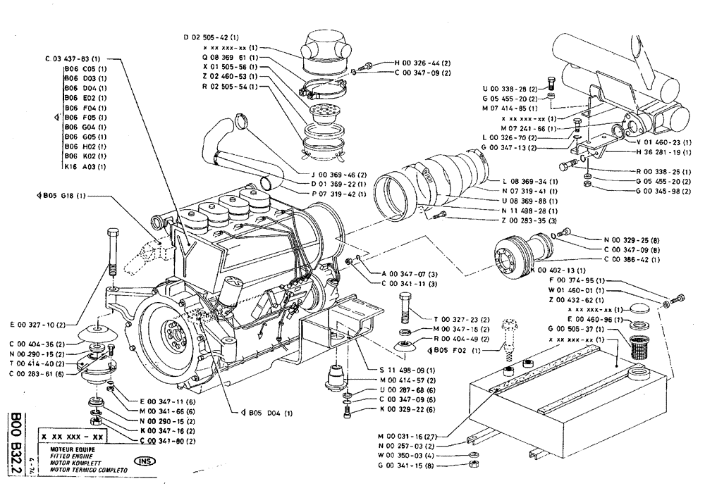 Схема запчастей Case TY45 - (B00 B32.2) - FITTED ENGINE (01) - ENGINE