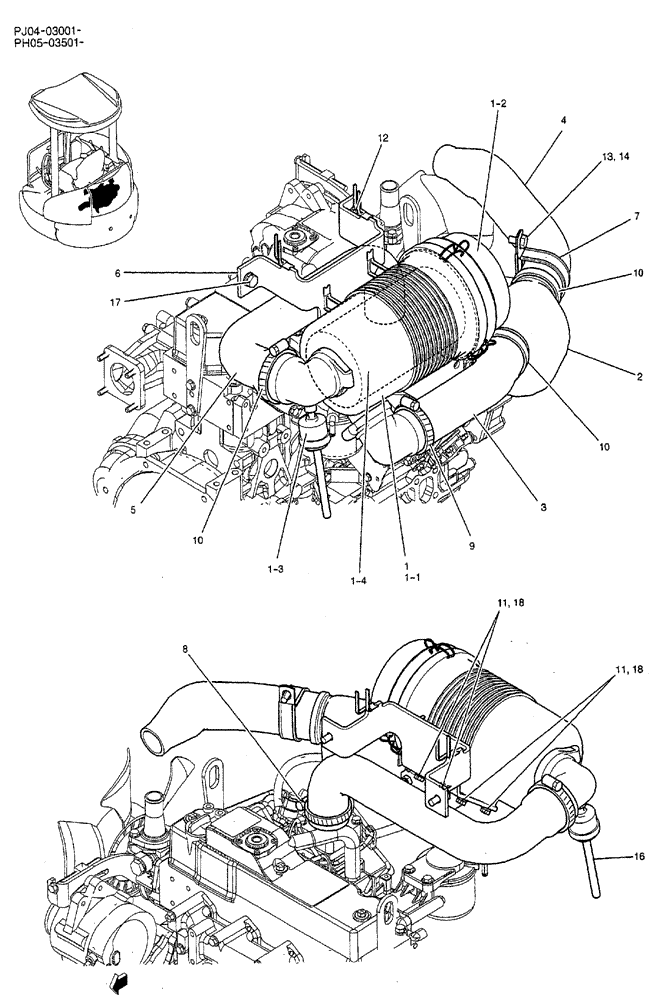 Схема запчастей Case CX50B - (02-009) - CLEANER ASSEMBLY, AIR (CANOPY) (05) - SUPERSTRUCTURE