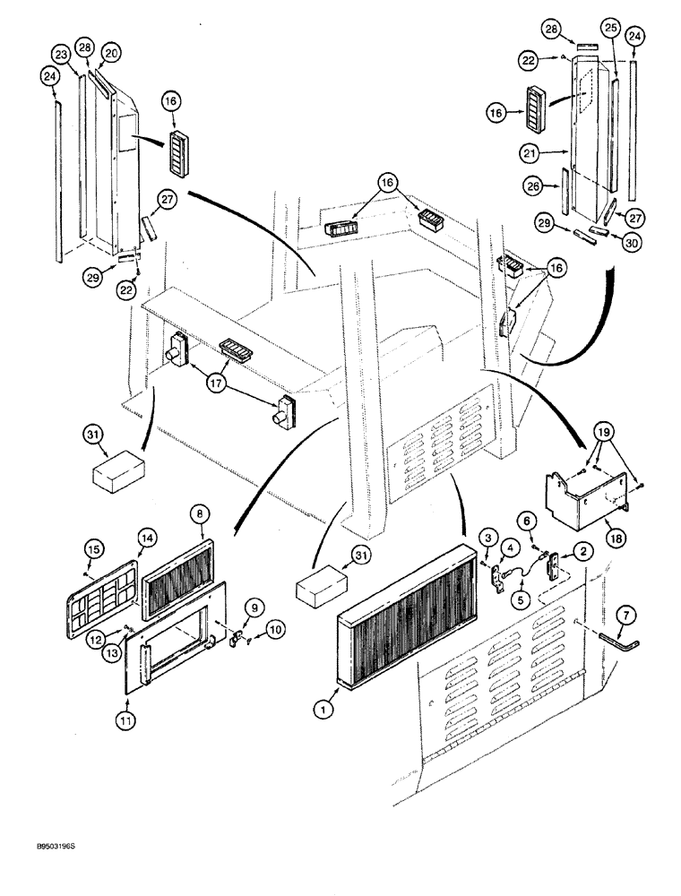 Схема запчастей Case 921 - (9-048) - CAB FILTERS, VENTS AND LOUVERS (09) - CHASSIS/ATTACHMENTS