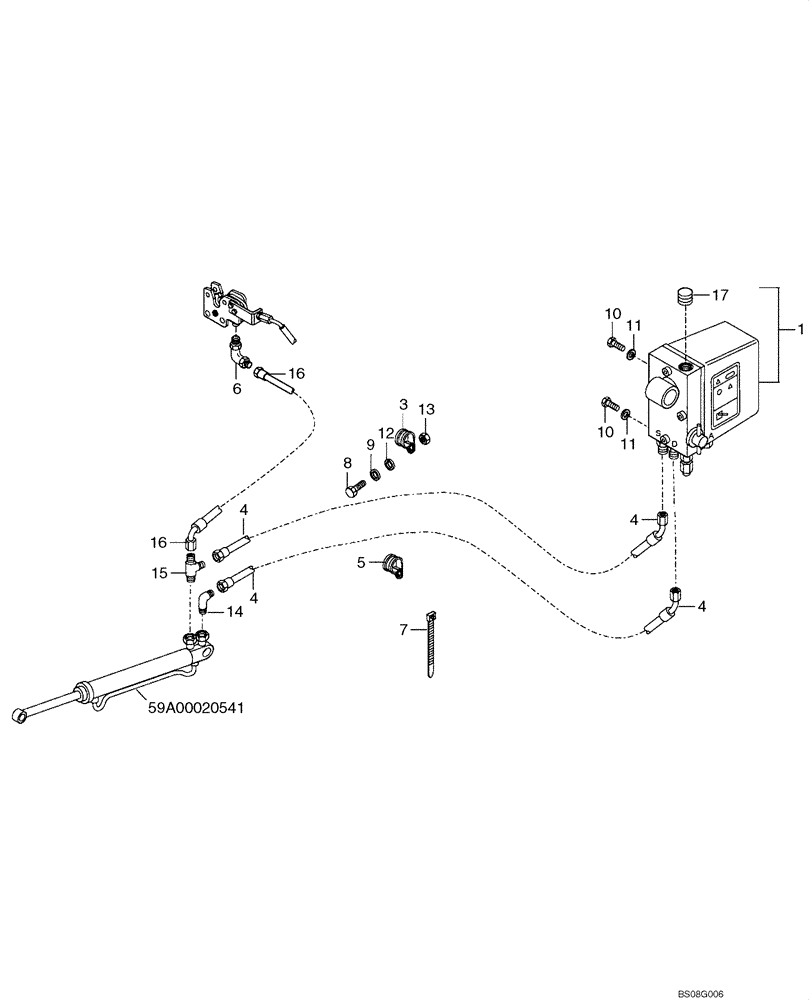 Схема запчастей Case 330B - (59A00020539[001]) - HOOD TILT HYDRAULICS (87499835) (10) - Cab/Cowlings