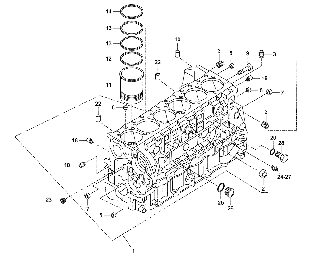 Схема запчастей Case 327B - (01A00000282[001]) - ENGINE BLOCK PARTS (87599682) (01) - ENGINE