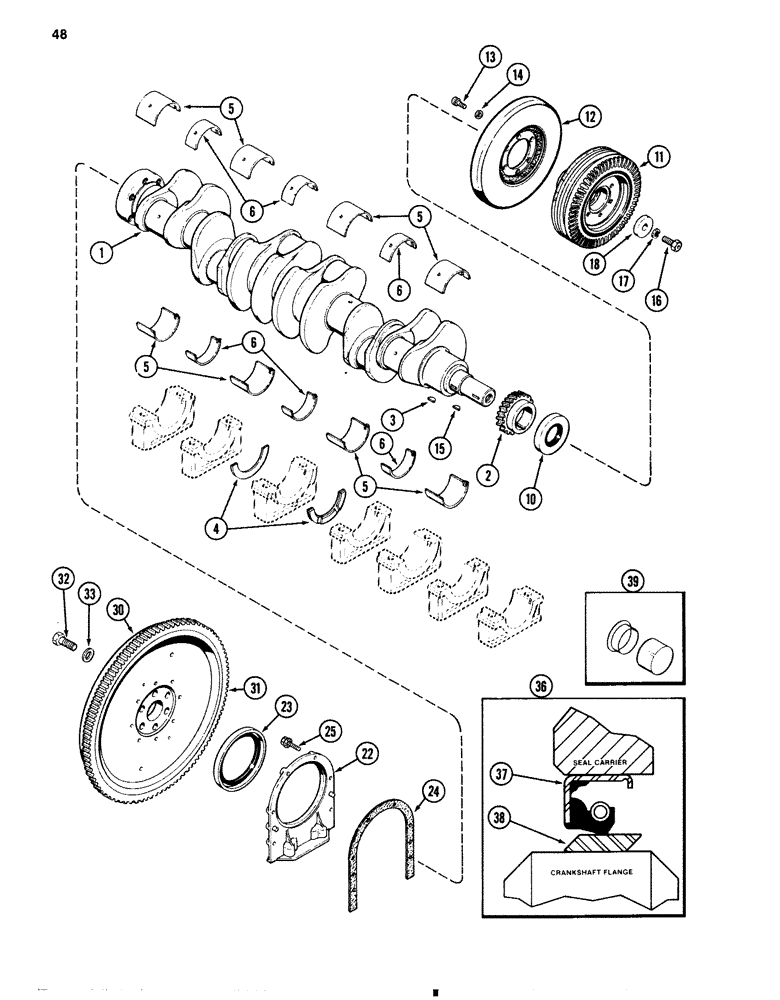 Схема запчастей Case 1080 - (048) - CRANKSHAFT AND FLYWHEEL, 504BDT DIESEL ENGINE (10) - ENGINE