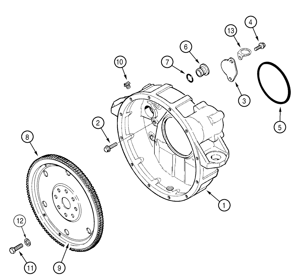 Схема запчастей Case 521D - (02-26) - FLYWHEEL AND HOUSING (02) - ENGINE