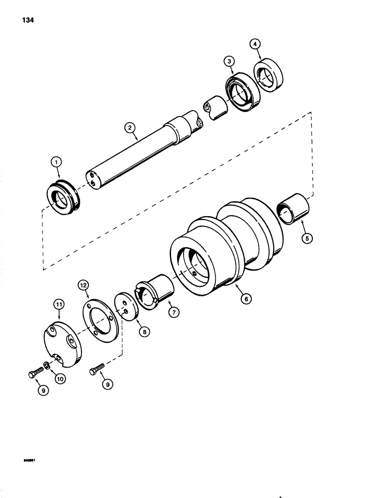 Схема запчастей Case 1080 - (134) - TRACK CARRIER ROLLER, TYPE I (48) - TRACKS & TRACK SUSPENSION