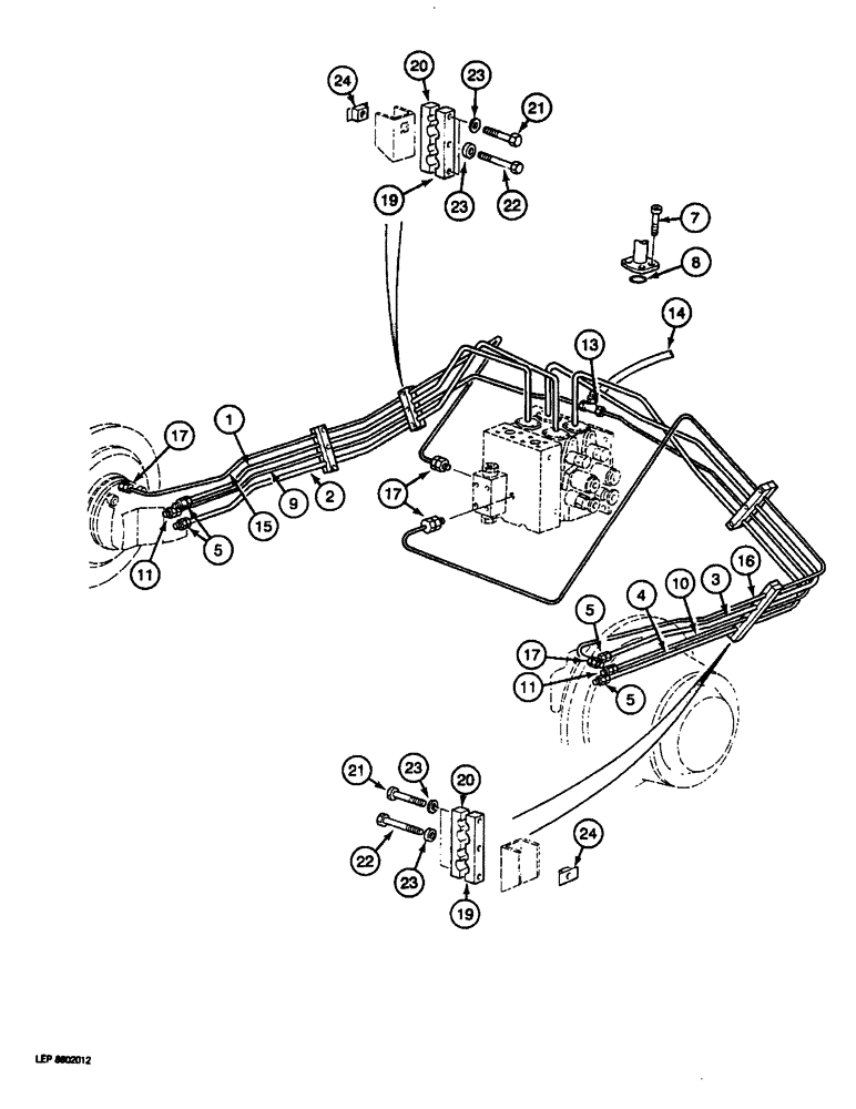 Схема запчастей Case 688 - (7-04) - TRACK DRIVE AND BRAKE HYDRAULIC LINES (07) - BRAKES