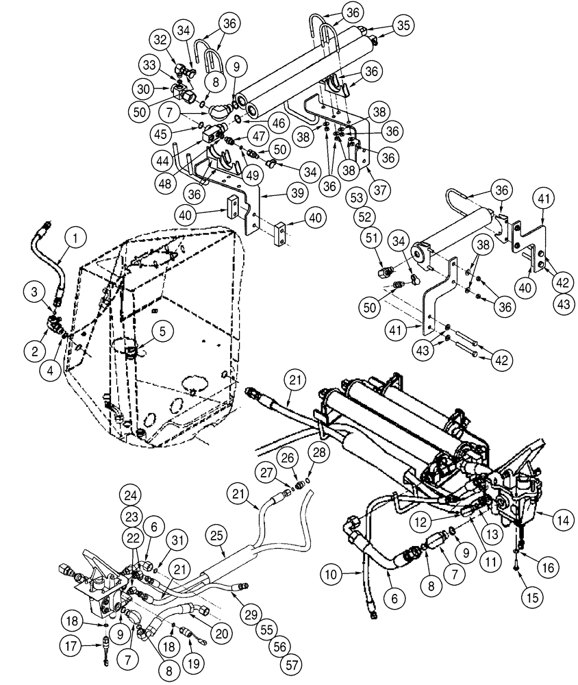 Схема запчастей Case 521D - (07-05) - HYDRAULICS - BRAKE, MAIN (VALVE DRAIN TO HYDRAULIC TANK, BRAKE VALVE, AND ACCUMULATOR) (07) - BRAKES