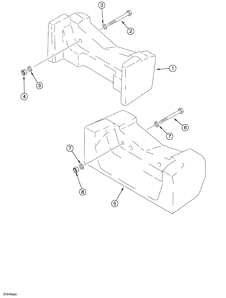 Схема запчастей Case 580SL - (9-074) - FRONT COUNTERWEIGHT (09) - CHASSIS/ATTACHMENTS