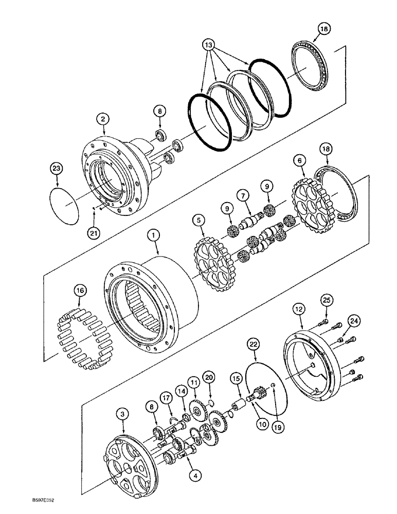 Схема запчастей Case 9010B - (6-006) - FINAL DRIVE TRANSMISSION ASSY, STD MODELS P.I.N. DAC0101222 & AFTER, ALL SPECIAL APPLICATION MODELS (06) - POWER TRAIN