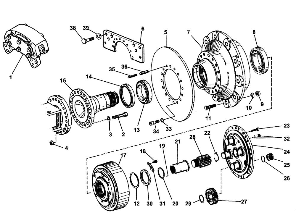 Схема запчастей Case 325 - (2.366/1[04]) - FRONT AXLE - REDUCTION GEAR (11) - AXLES/WHEELS