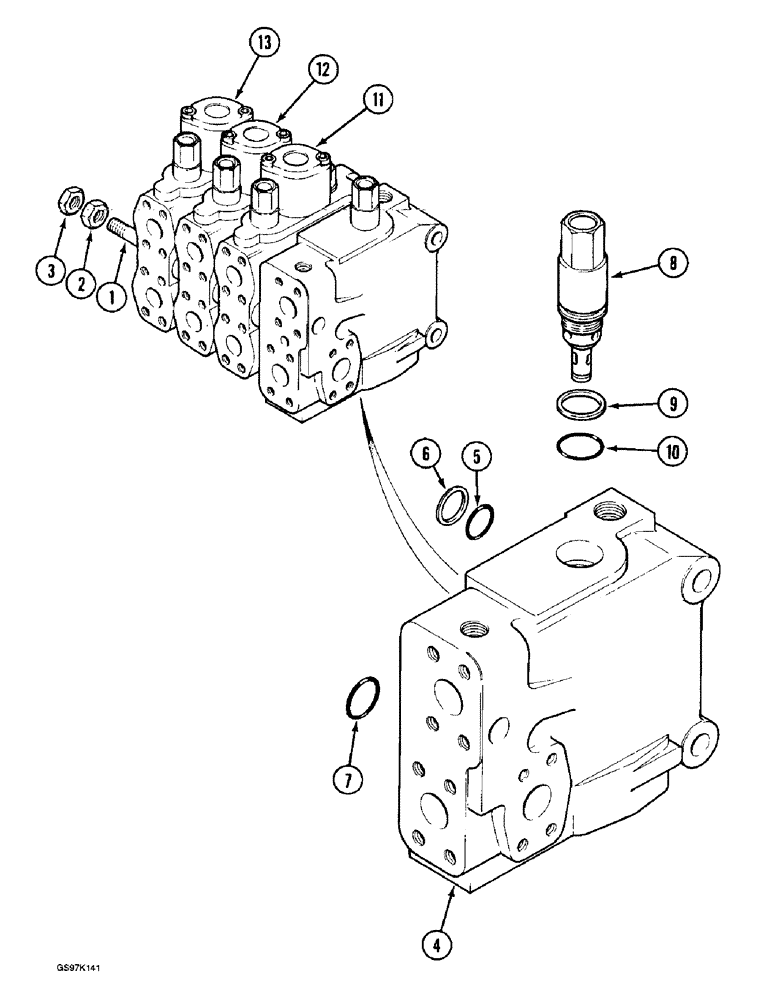 Схема запчастей Case 888 - (8C-26) - ATTACHMENT CONTROL VALVE, P.I.N. 15548 AND AFTER, P.I.N. 106804 AND AFTER (08) - HYDRAULICS