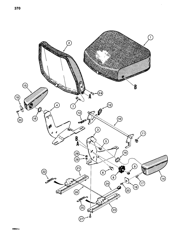 Схема запчастей Case 880C - (370) - SEAT (05) - UPPERSTRUCTURE CHASSIS