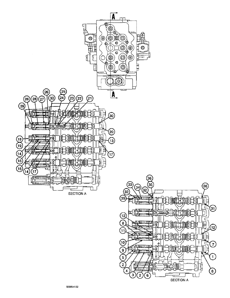 Схема запчастей Case 9060B - (8-114) - CONTROL VALVE, MAIN PILOT VALVES, FIVE-SPOOL VALVE BANK (08) - HYDRAULICS