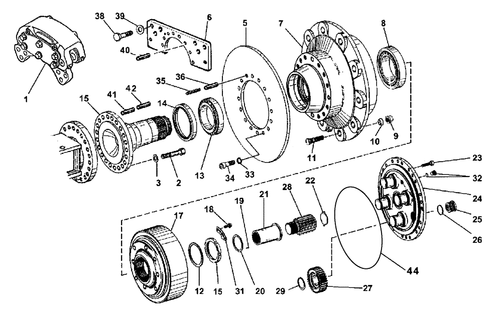 Схема запчастей Case 325 - (2.369A[05]) - INTERMEDIATE AXLE - WHEEL REDUCTION GEAR (87442783) (11) - AXLES/WHEELS