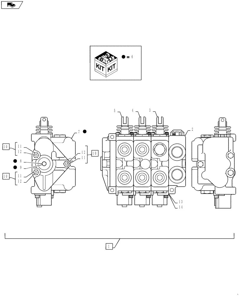 Схема запчастей Case 586H - (35.355.02) - VALVE CONTROL FORK LIFT THREE SPOOL (35) - HYDRAULIC SYSTEMS