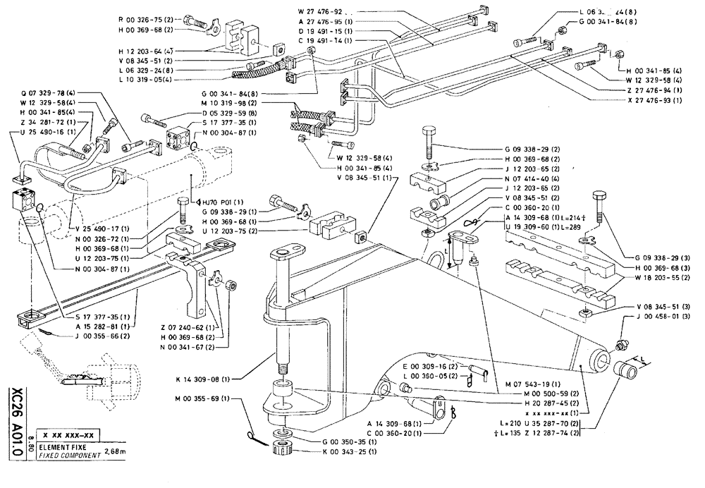 Схема запчастей Case 75C - (XC26 A01.0) - FIXED COMPONENT - 2,68 M (09) - BOOMS