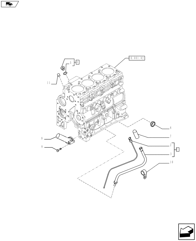 Схема запчастей Case F4HFE413A E001 - (10.304.01[01]) - OIL LEVEL CHECK (2855811 - 2853115) (10) - ENGINE