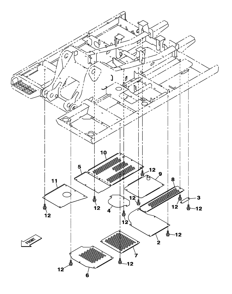 Схема запчастей Case CX250C - (09-003[00]) - UPPERSTRUCTURE LOWER PANELS (09) - CHASSIS/ATTACHMENTS