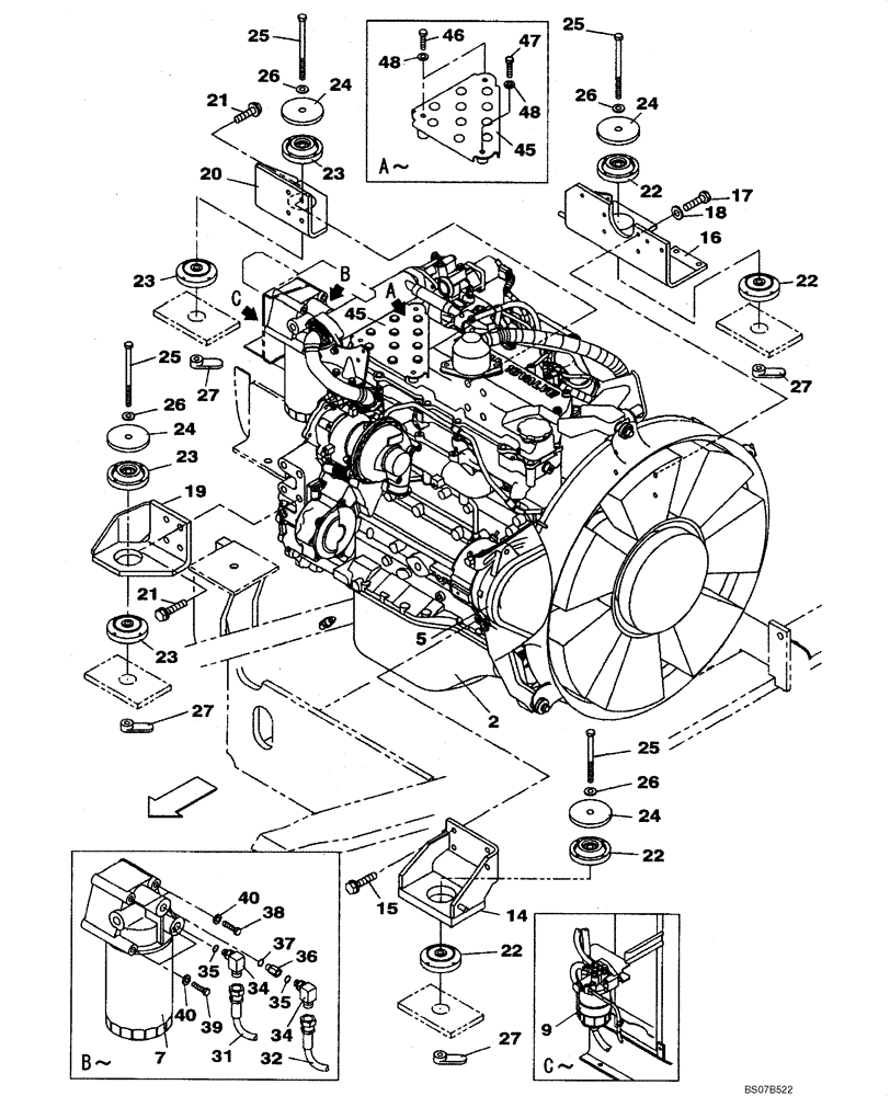 Схема запчастей Case CX210BNLC - (02-01) - ENGINE MOUNTING - ENGINE (02) - ENGINE