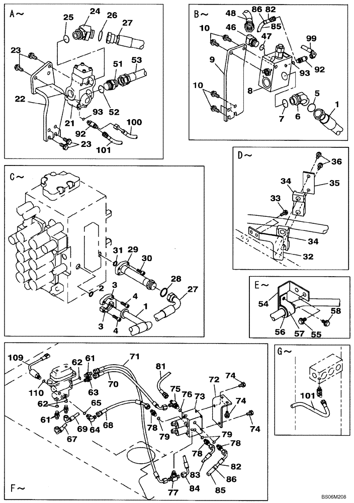 Схема запчастей Case CX290B - (08-34) - HYDRAULICS, AUXILIARY - MULTI-PURPOSE + 3 WAY VALVE, PEDAL ACTIVATED (08) - HYDRAULICS