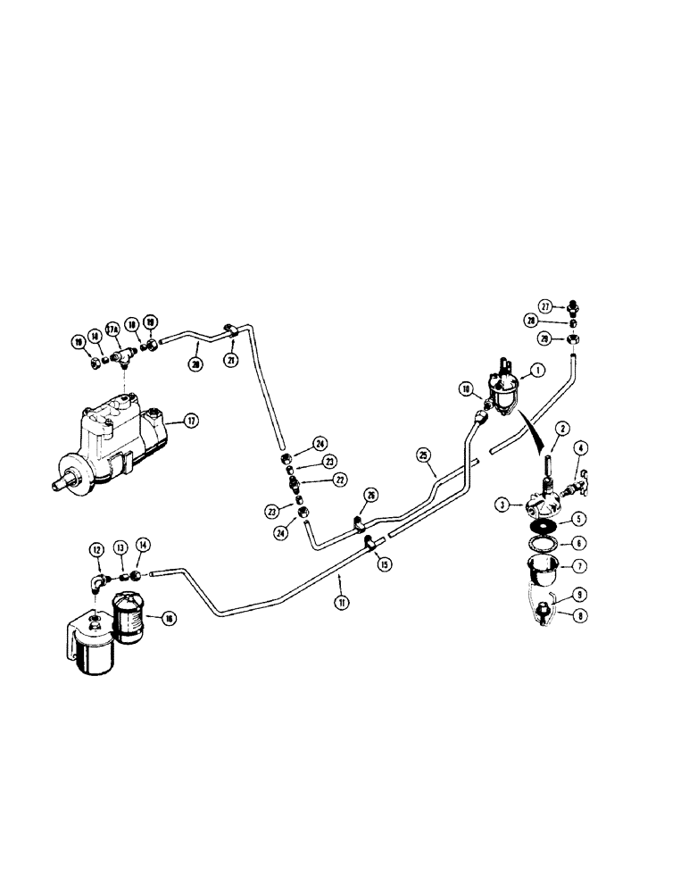 Схема запчастей Case 310G - (052[1]) - FUEL LINES, FUEL PUMP AND STRAINER - DIESEL (02) - FUEL SYSTEM