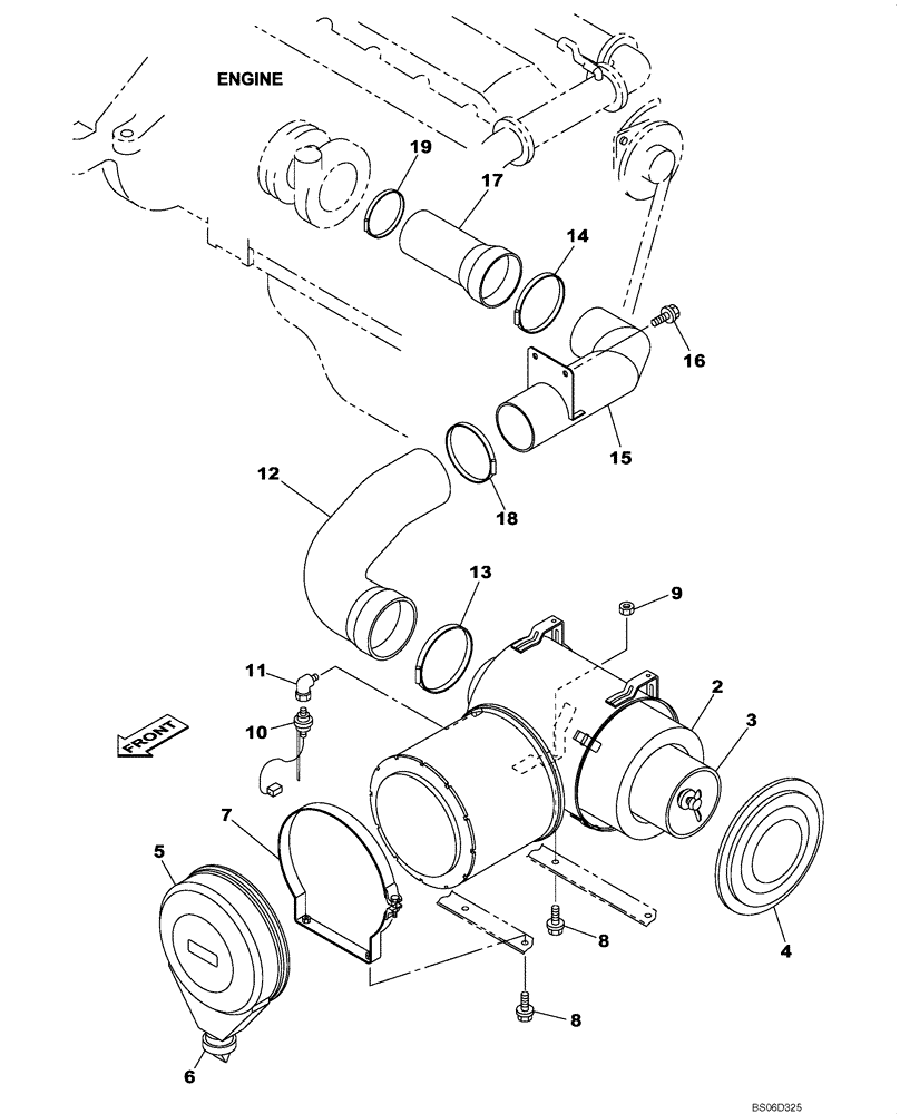 Схема запчастей Case CX800 - (02-002-00[01]) - AIR CLEANER (02) - ENGINE