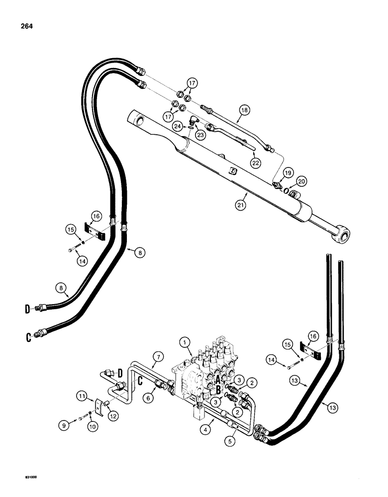 Схема запчастей Case 1150D - (264) - LOADER BUCKET HYDRAULIC CIRCUIT (08) - HYDRAULICS