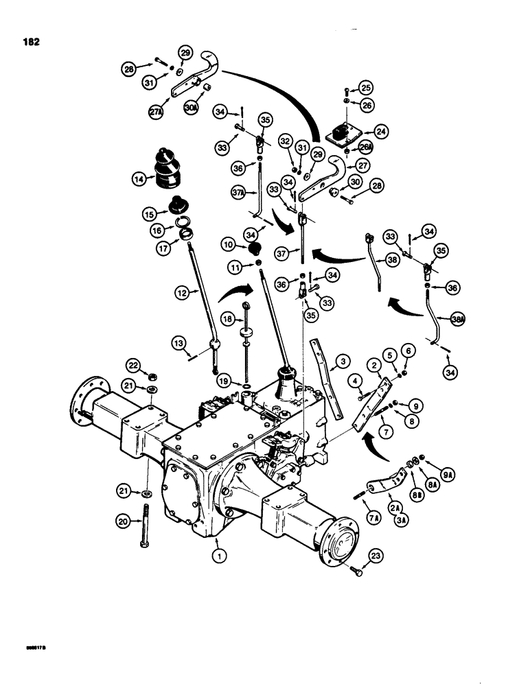 Схема запчастей Case 580D - (182) - TRANSAXLE AND DIFFERENTIAL LOCK (06) - POWER TRAIN