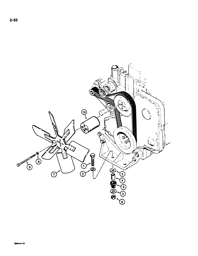 Схема запчастей Case W36 - (2-52) - ENGINE MOUNTING AND FAN (02) - ENGINE