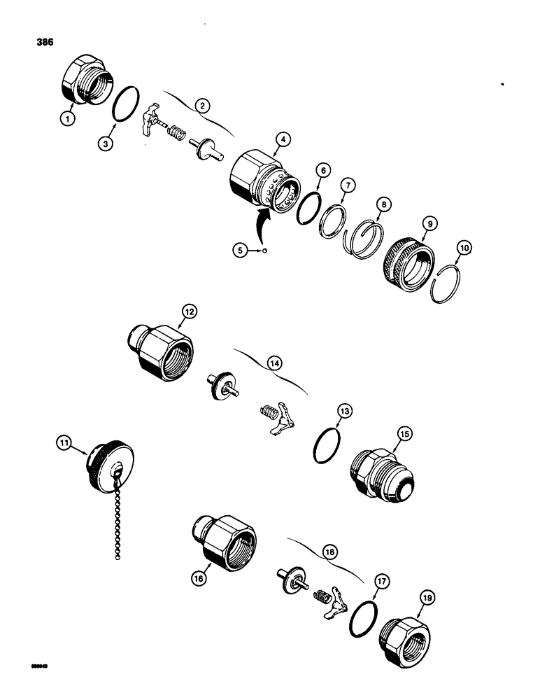 Схема запчастей Case 580D - (386) - HYDRAULIC QUICK DISCONNECT COUPLINGS (08) - HYDRAULICS