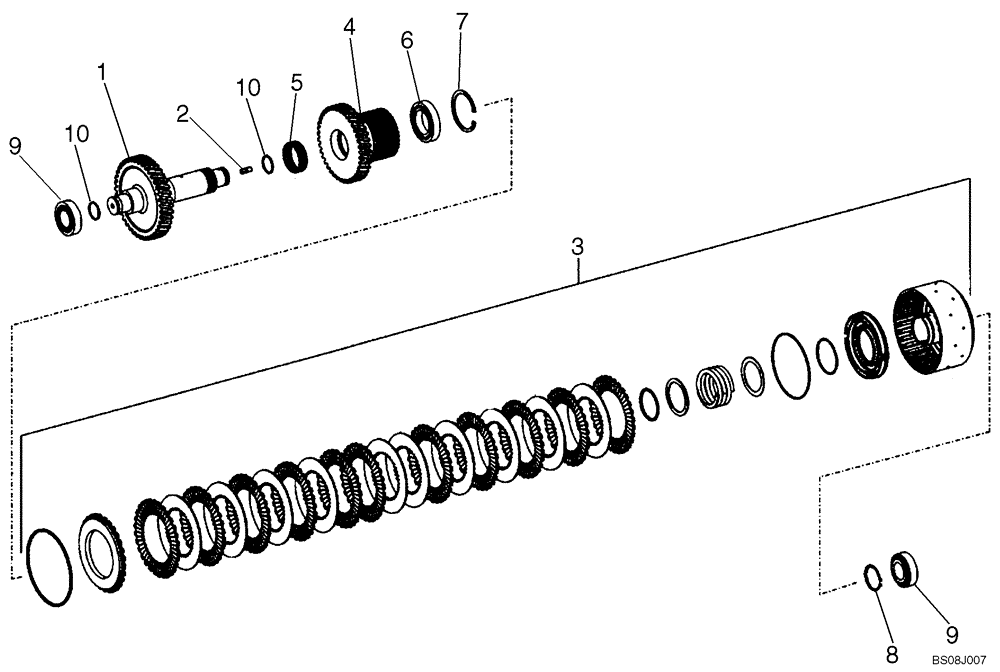 Схема запчастей Case 721E - (06-28) - TRANSMISSION - CLUTCH ASSY, FORWARD - P.I.N. N8F203816 AND AFTER (06) - POWER TRAIN