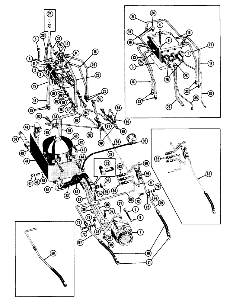 Схема запчастей Case 600 - (096) - HYDRAULIC SYSTEM, PUMP, VALVE, TUBING, BRAKE LINES, FITTINGS, (FROM S/N 6-22-56 & UP TO S/N 7060776) (07) - HYDRAULIC SYSTEM