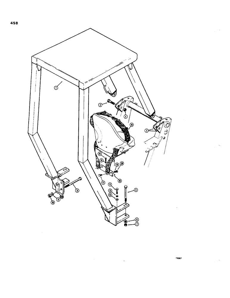 Схема запчастей Case 35 - (458) - ROPS CANOPY AND SEAT BELTS 