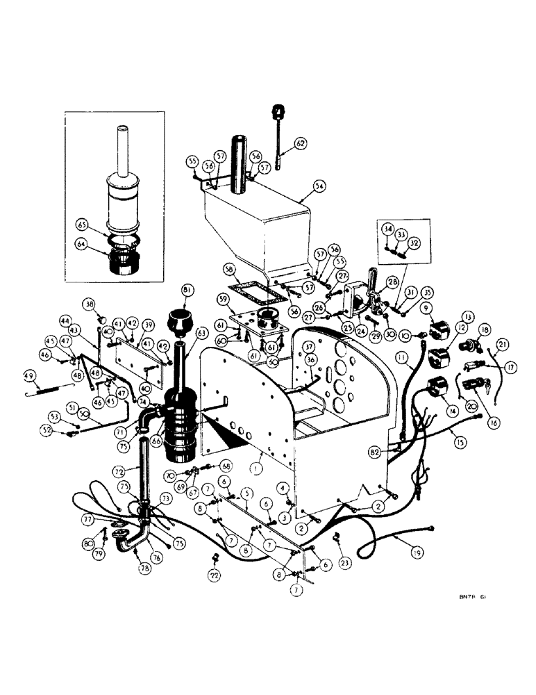 Схема запчастей Case 500 - (112) - COWL, DASH, AIR CLEANER, & THROTTLE CONTROL, USED ON 500 DIESEL MODELS FROM S/N 6-655 UP TO 3000502 (01) - ENGINE