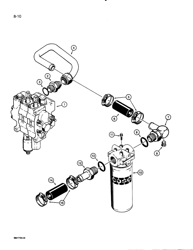 Схема запчастей Case 450C - (8-10) - EQUIPMENT HYDRAULIC CIRCUIT, CONTROL VALVE TO RESERVOIR (08) - HYDRAULICS