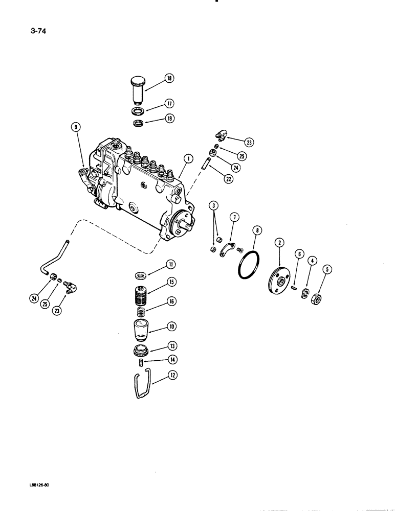 Схема запчастей Case 1450B - (3-74) - FUEL INJECTION PUMP, 504BDT DIESEL ENGINE (03) - FUEL SYSTEM