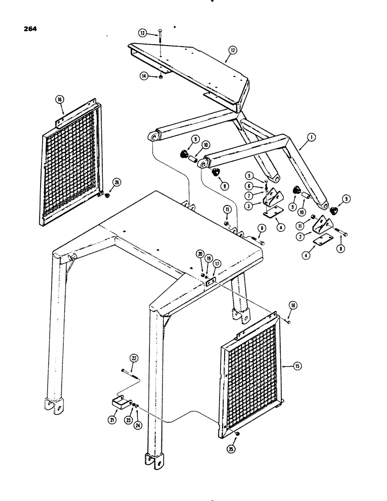 Схема запчастей Case 455B - (264) - BRUSH SWEEPS, SIDE SCREENS AND CANOPY EXTENSION (05) - UPPERSTRUCTURE CHASSIS