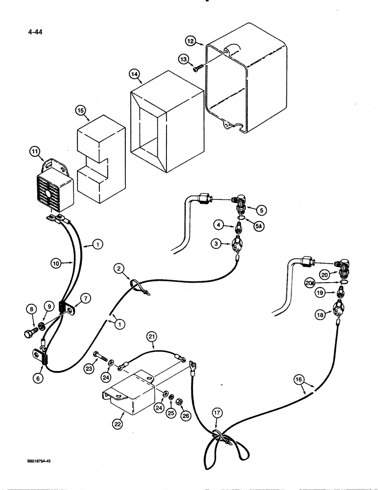 Схема запчастей Case 455C - (4-44) - BACKUP ALARM, BOLTS TO REAR COVER, MODELS WITHOUT A BACKHOE (04) - ELECTRICAL SYSTEMS