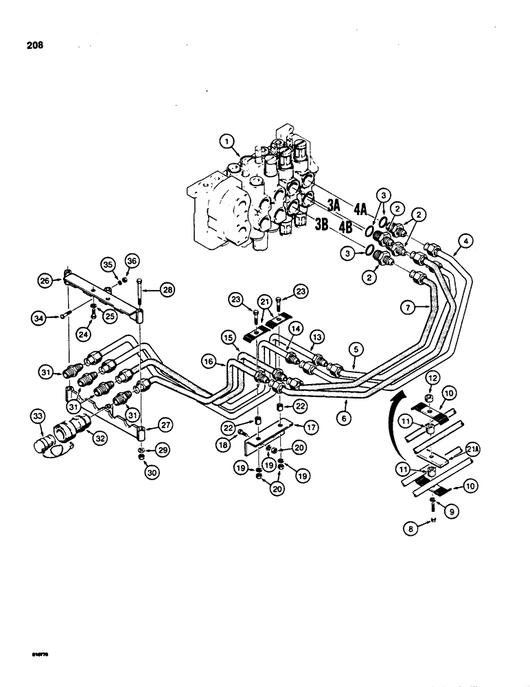 Схема запчастей Case 855C - (208) - DUAL PULL BEHIND HYDRAULIC CIRCUIT (07) - HYDRAULIC SYSTEM