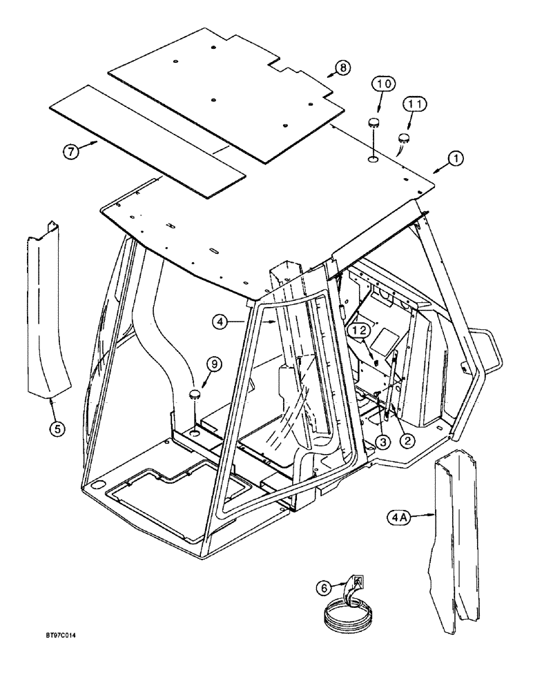 Схема запчастей Case 580SL - (9-098) - CAB FRAME, COVERS AND INSULATION (09) - CHASSIS/ATTACHMENTS