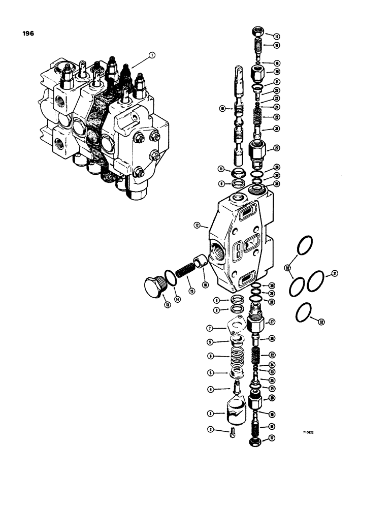 Схема запчастей Case 35 - (196) - COMMERCIAL BACKHOE VALVE, D54599 BACKHOE DIPPER SECTION 